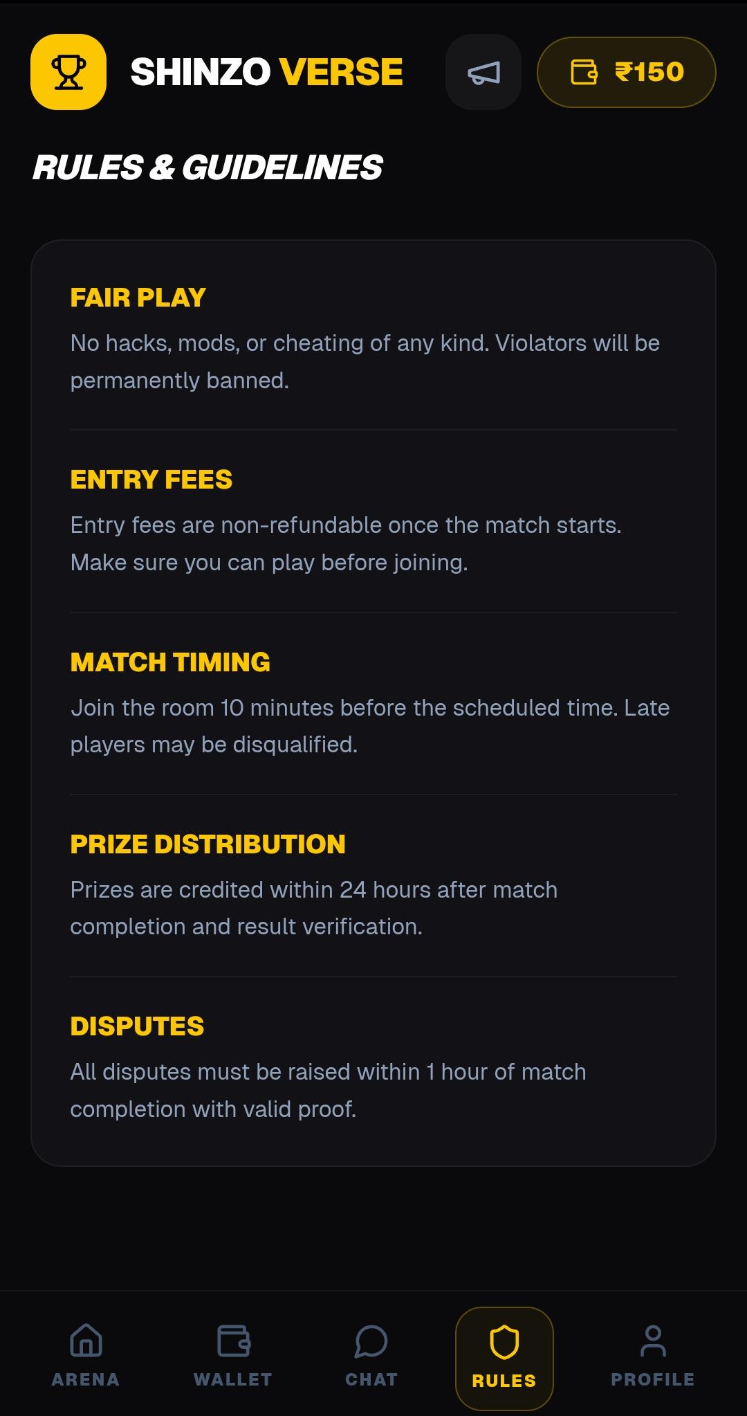 Rules Screen